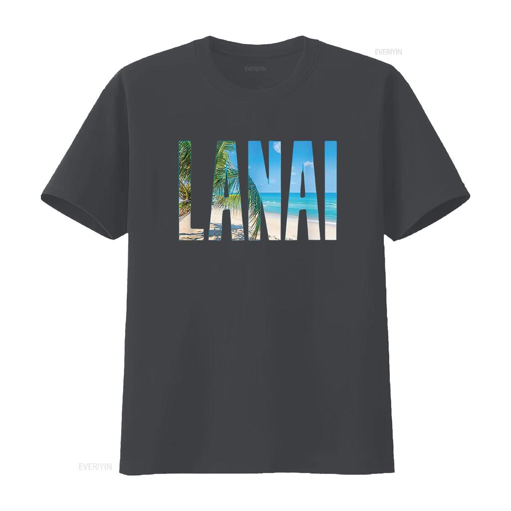 Lanai Hawaii Souvenir Family Beach Summer Vacay Trendy T Shirt with Unique Print vintage Washed graphic designer clothes Soft