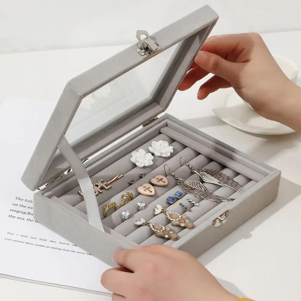 1PC Jewelry Storage Box Wholesale Home Jewelry Display Box With Covered Necklace Ring Jewelry Organizer