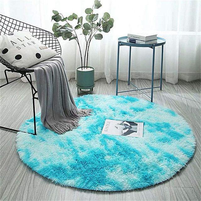 Nordic Style Round Carpet Living Room Home Rug Decoration Comfortable Soft Color Gradient Versatile Design Non Slip Pad