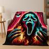 Manta de Franela de Personajes de Terror S-Grito Cara de Fantasma, Manta Suave Acogedora para Hogar Dormitorio Cama Sofá Cubierta de Picnic Regalo para Niños