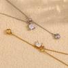 Elegant Gold Square Zircon Heart Tassel Necklace For Women Niche Design Luxury Temperament Pendant Jewelry Fashion Accessory