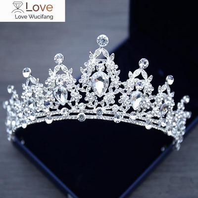 Hochzeit Haar Tiara Kristall Braut Tiara Krone Silber Farbe Diadem Schleier Tiaras Hochzeit Haarschmuck Kopfschmuck Kopfschmuck