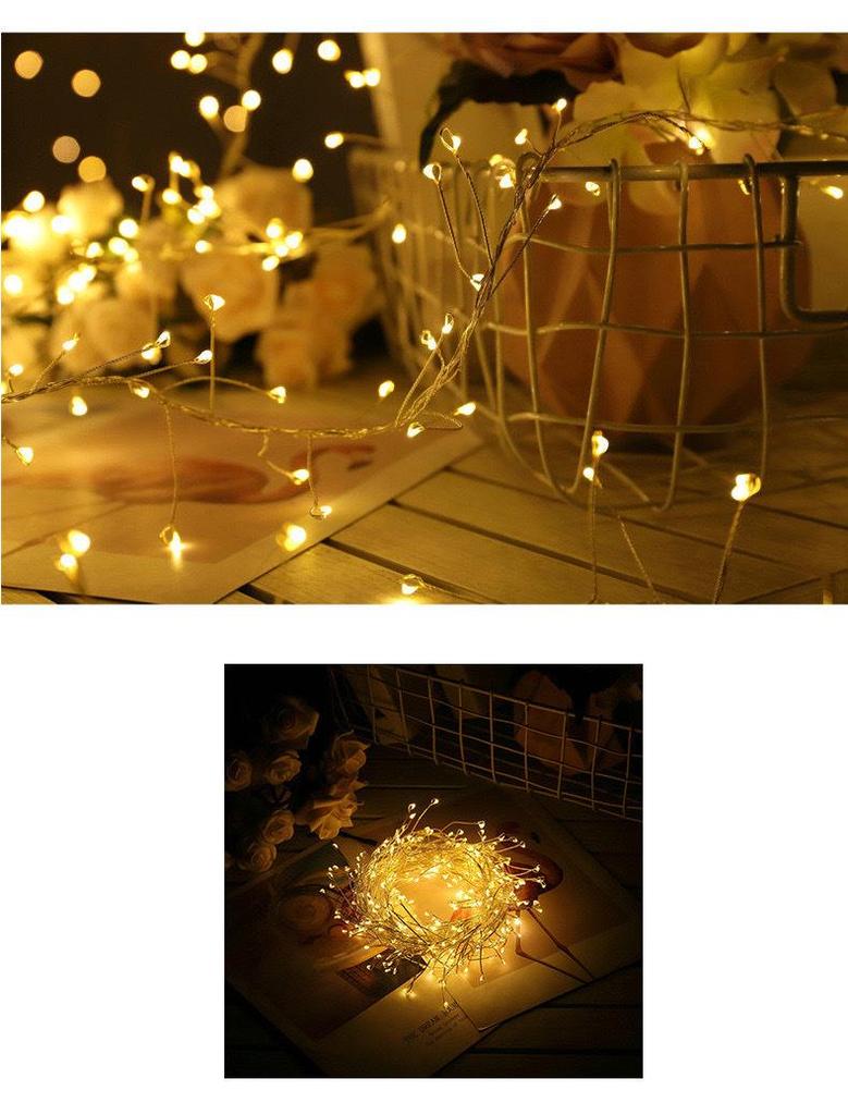 LED Firecracker Copper Wire Lights: Decorative Garland for Weddings, Home, Festivals, and Christmas.