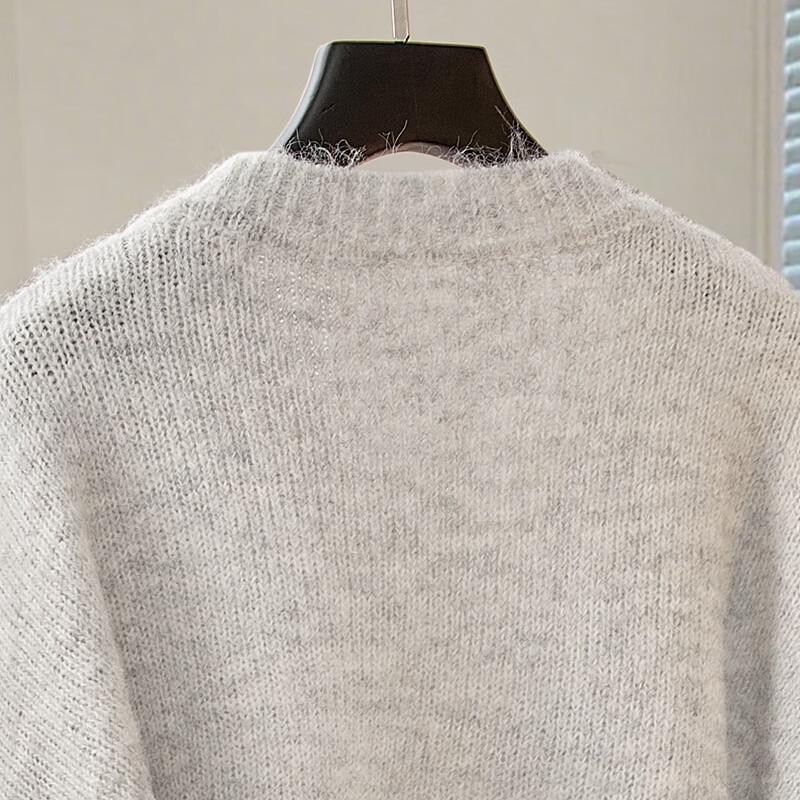 Women's Loose-Fit Wool Blend Round Neck Pullover Sweater