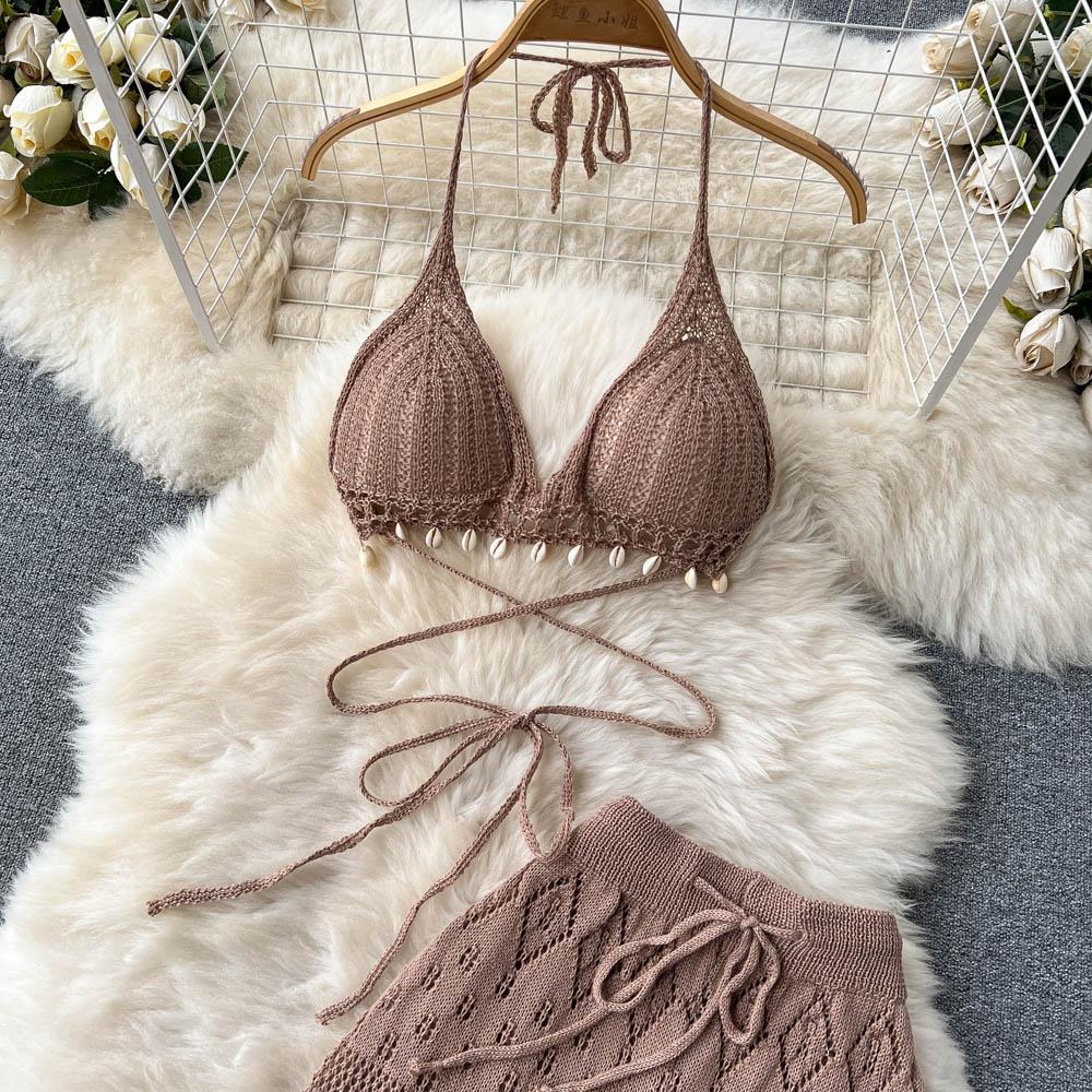 RUGOD Sommer Gerades Rohr Locker Hohe Taille Dünn Zeigen All-Match Bodenlang Weiter Bein Hose Krawatte Hängender Hals Kurz Zweiteiliger Anzug