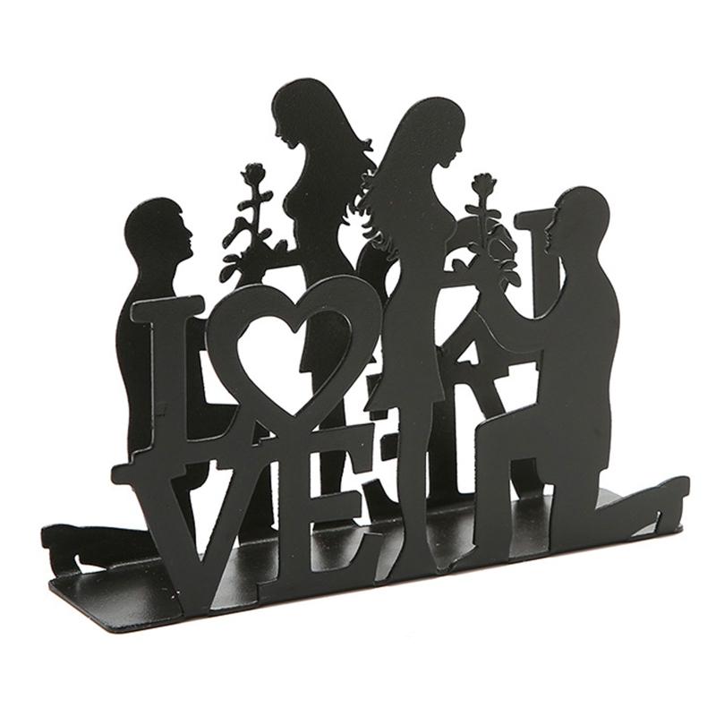 Heart Shaped 3D Tissue Holder Napkin Clamp Dispenser Stand Hollow Ornament