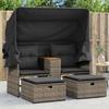 VidaXL 2-Seater Garden Sofa with Canopy and Stools, Patio Seating, Outdoor Terrace Balco Backyard Furniture, 365801