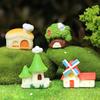 Mini House Micro Landscape Accessory Resin Miniature House Figurine Fairy Garden Ornament for Bonsai Terrarium Crafts