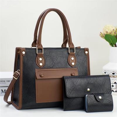 2026 New Retro Pattern Simple Texture Child and Mother Bag Large Capacity Shoulder Portable Three-piece Set