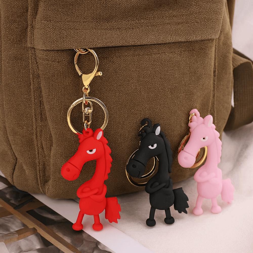 Simulation Horse Keychain Cold-Hearted Black Horse Bag Ornament Lucky Horse Mascot  Party Favors