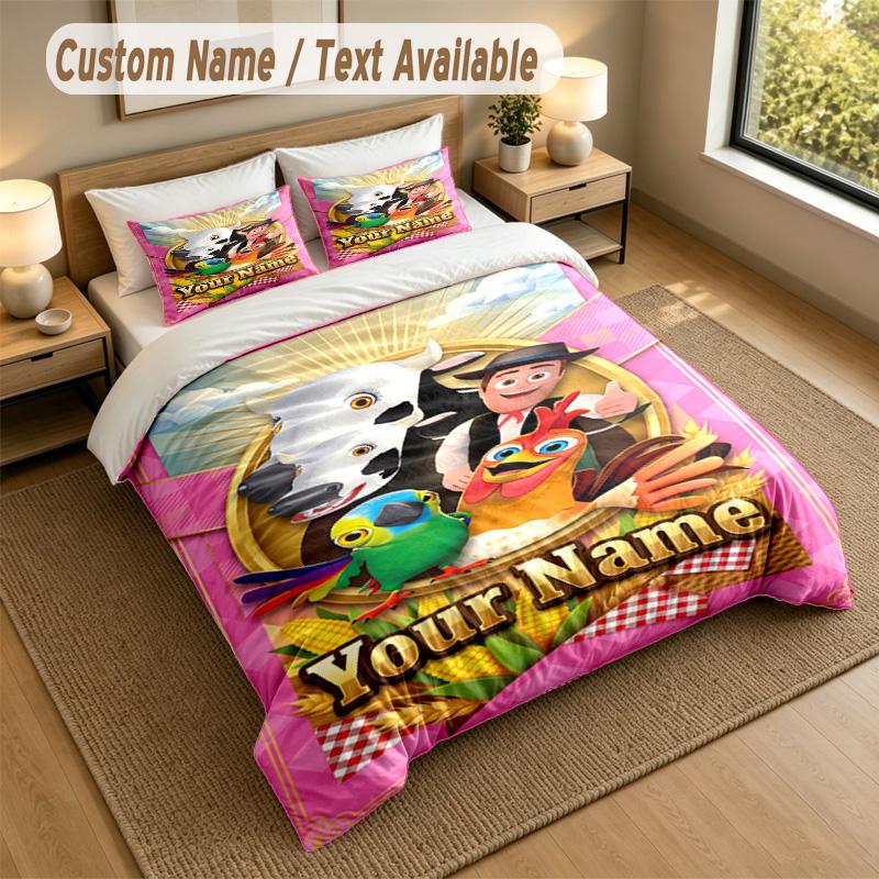 Custom Name Text Bedding 3Pcs Set,La Granja De Zenón 1 Duvet Cover 2 Pillowcases Soft Bed Linen For Gift