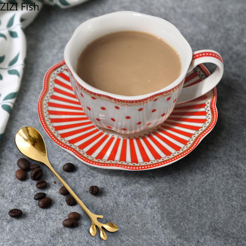 Pop Art Striped Polka Dots Ceramic Cup&saucer Dining Table Coffee Cup Milk Mugs Afternoon Tea Teacup Fruit Juice Container