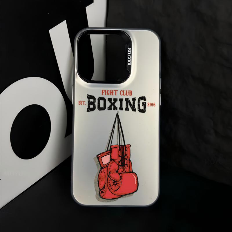 

Fashion boxing pattern phone case suitable for iPhone 17 16 15 14 13 12 11 Pro/ Max /Plus anti-fall and shockproof back cover For iPhone 11PROMAX