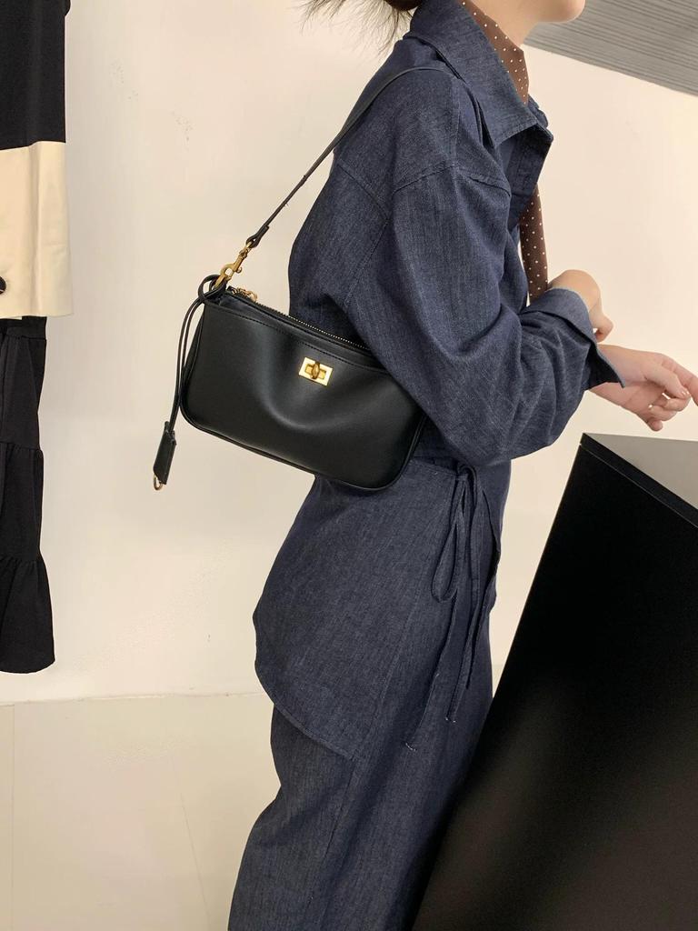 Bolsa Hobo Transversal Feminina de Couro Genuíno 2025 de Alto Nível com Fecho