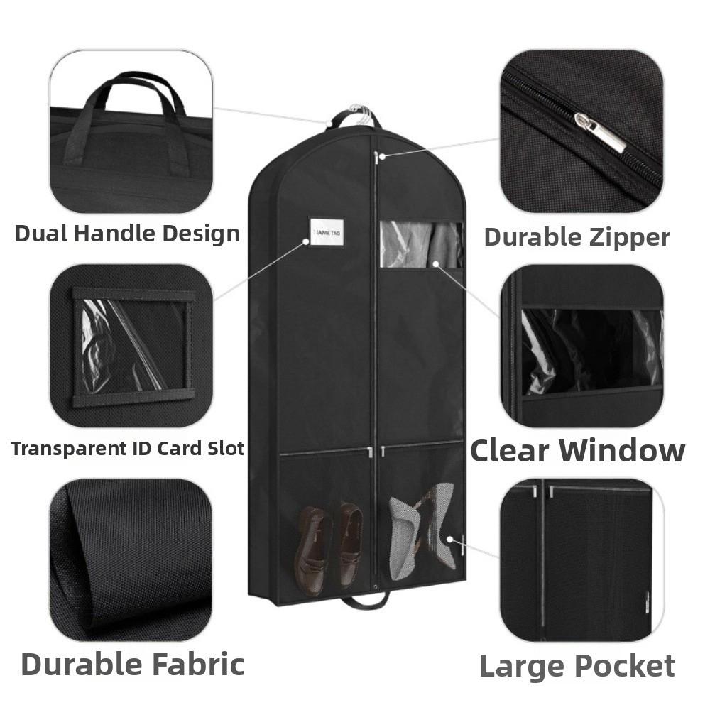 Heavy Duty Travel Garment Bags Dustroof Non-Woven Hanging Garment Suit Bag Clothes Protection
