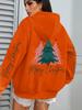 Merry Christmas Tree Print Women's Loose Y2K Hip Hop Hoodie