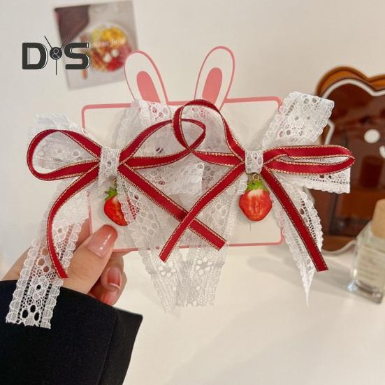 3 Pairs Strawberry Bow Charm Hair Clips Red Plaid Hairpins Anti-slip Teeth Women Girls Christmas Hair Accessories