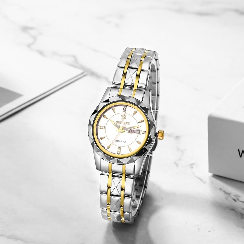 Seiko Women's Analog Quartz Watch Silver Stainless Steel Waterproof Date Day Display Adjustable
