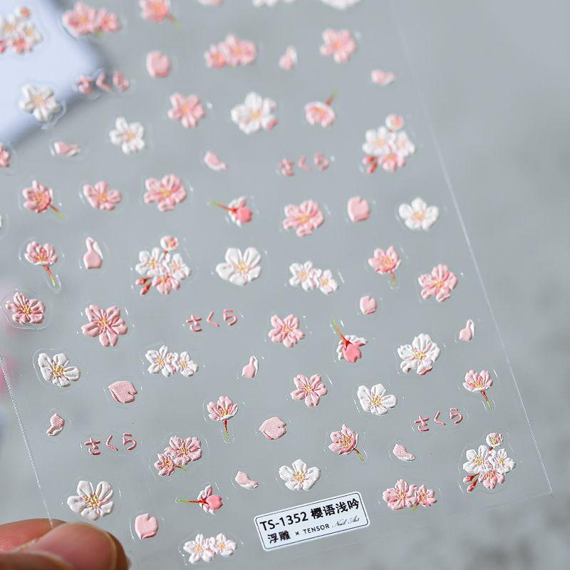 

New Craft 3D Waterproof Decorative Cherry Blossom Nail Sticker TS-1352 Sakura Shallow Yin (Stereo)