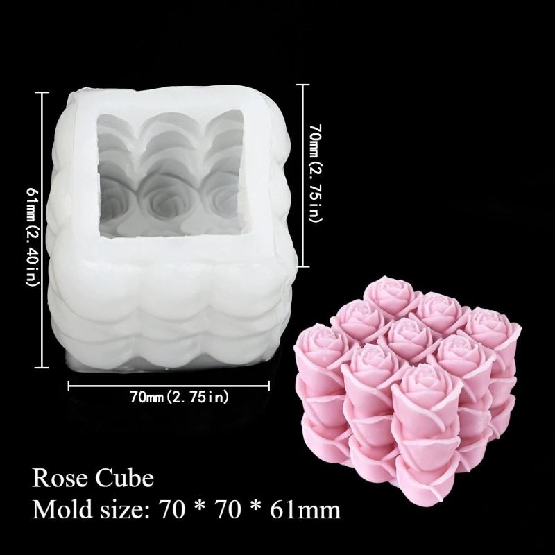 3D Cube Silicone Candle Mold DIY Crystal Epoxy Mould Small Round Ball Soap Molds Candle Making Tool Handcraft Decor Supplies