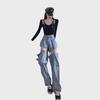 Women's Summer High-Waist Wide-Leg Jeans with Detachable Design