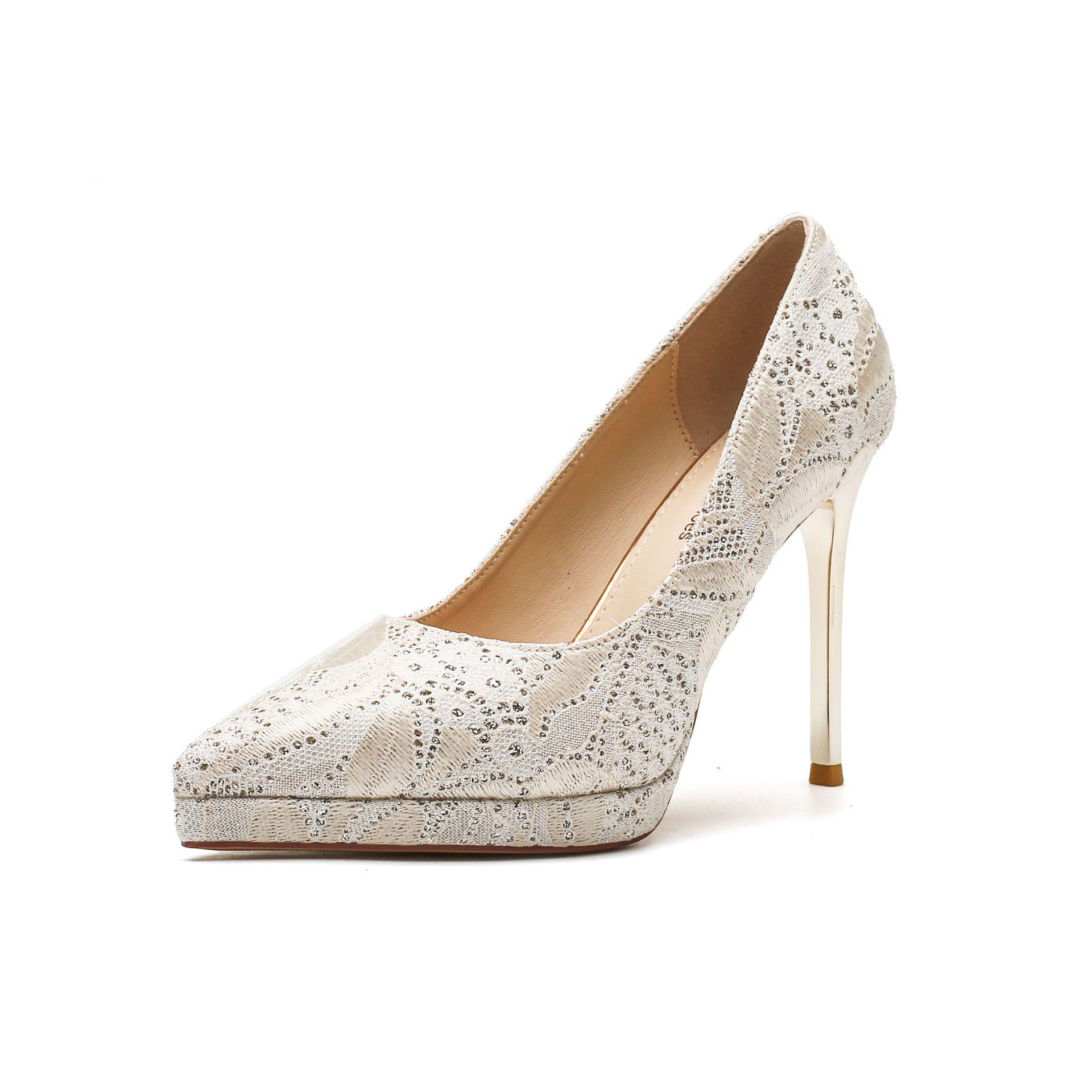 

Водонепроницаемые туфли на шпильке с блестками, женские туфли со стразами, свадебные туфли с неглубоким горлом, темпераментные туфли для банкета и подружек невесты 34