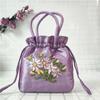 Leaf Embroidery Flower Handbag Satin Silk Small Purse Wallet Sweet Hanfu Drawstrings Bag  Shopping