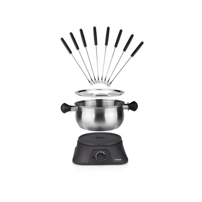Fondue - TRISTAR - FO-1106 - 1400W - 8 Personnes - 1.3L - Noir Et Inox - Thermostat Réglable