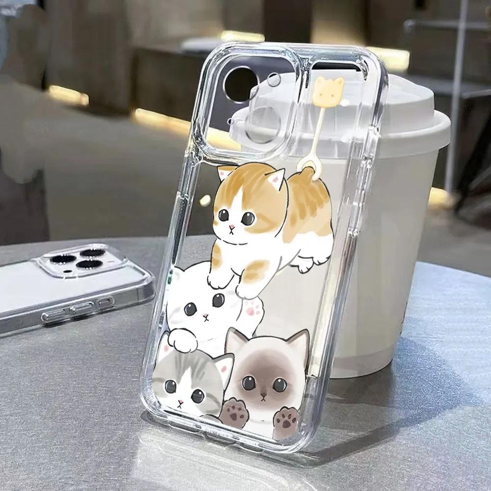 Süße Katze TPU Transparente Handyhülle Für IPhone 16 15 14 13 12 11 Pro Max 14pro 16pro 7 8 plus X XR XS Stoßfeste Weiche Hülle