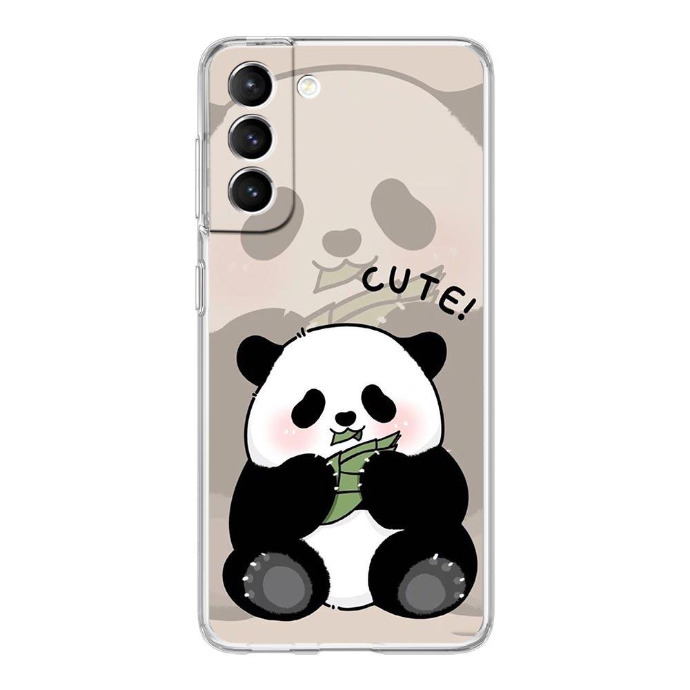 Cute Panda Climbing Bamboo Phone Case For Samsung Galaxy S24 S23 S22 S20 Ultra S21 FE 5G S10 S9 Plus S10E S8 Soft Clear Cover