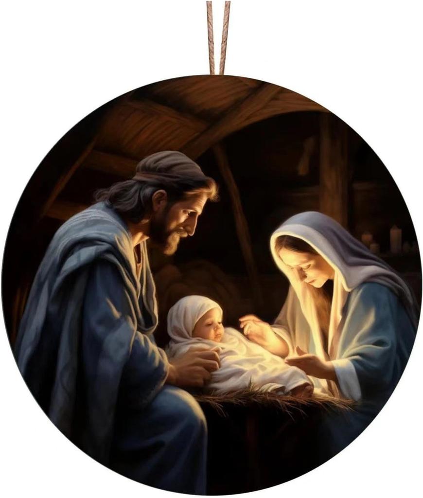 Eyecatching Nativity Scene Car Ornament Vibrant Acrylic Holiday Decor Cars For