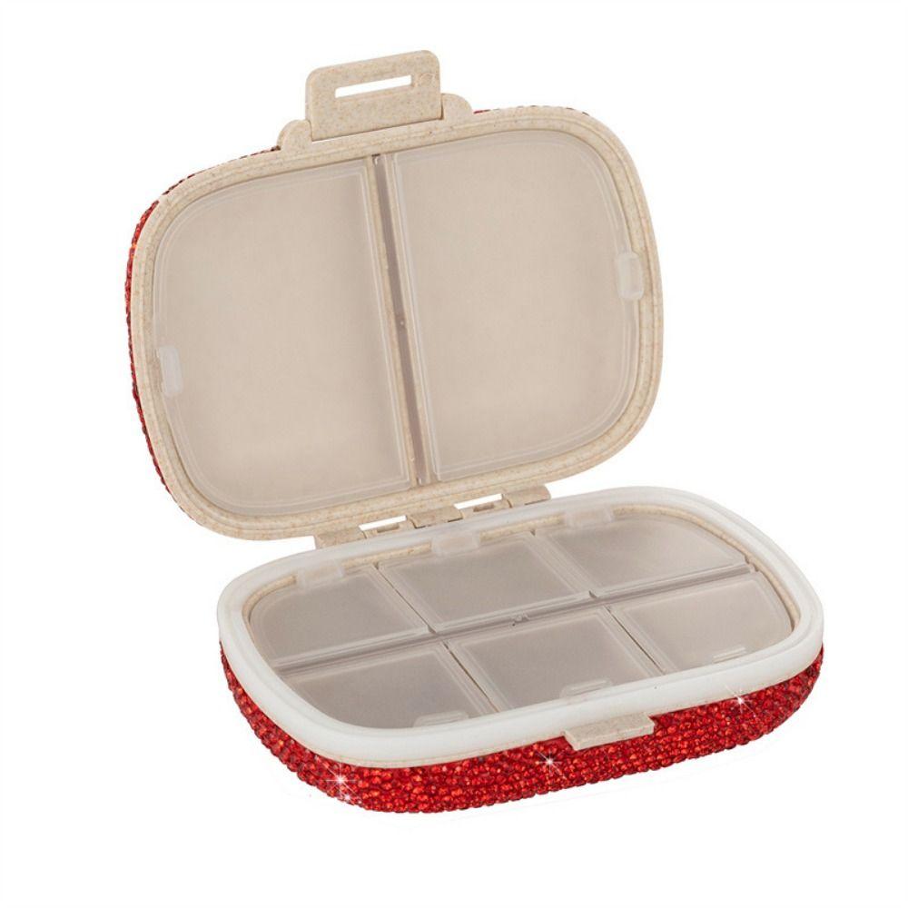 Double Sided Rhinestone Pill Box Luxury Portable Pill Organizer Travel Jewelry Container  Home