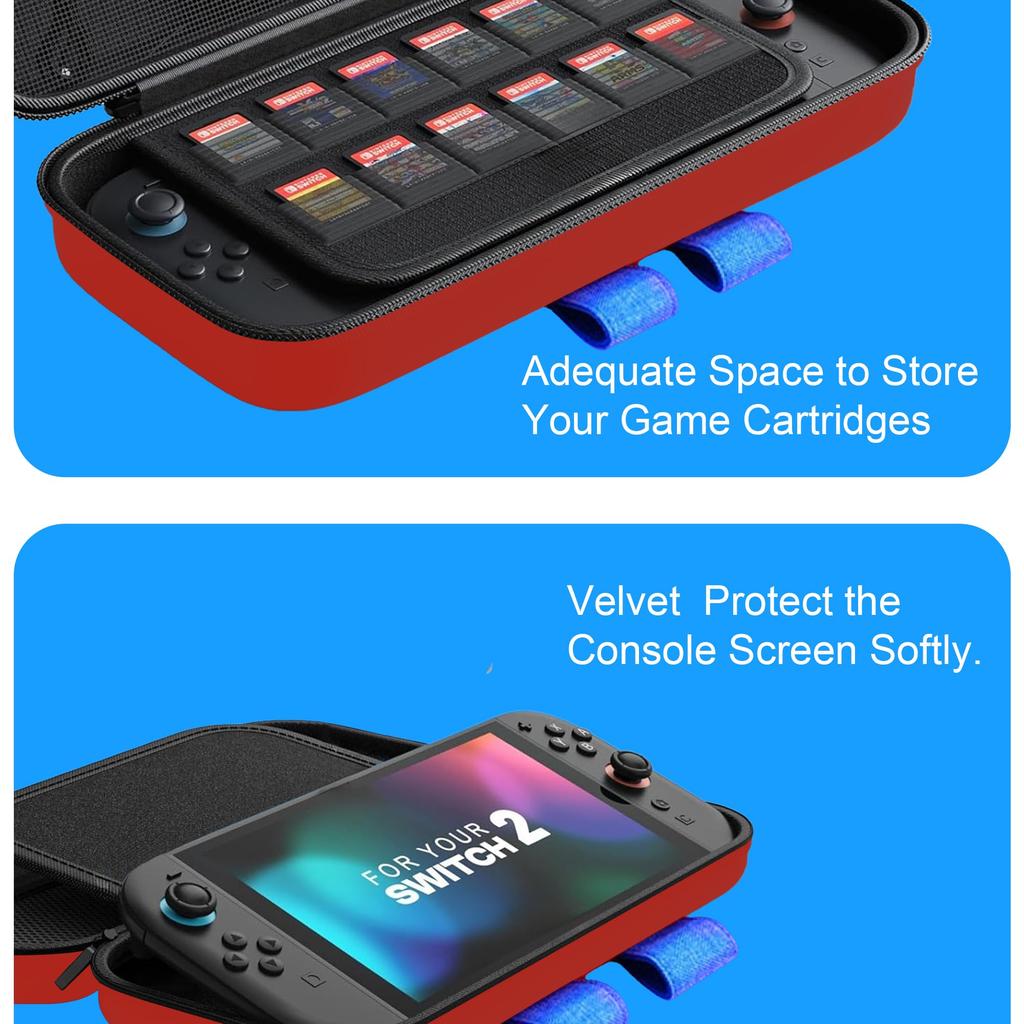 Carrying Case for Switch 2 Model(2025),Portable Hard Shell Carry Game Bag for Switch 2 Console and Accessories with 10 Game
