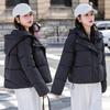 Women's Autumn Winter Korean Version Loose Hooded Thick Coat Short Overcoat Solid Causal Parkas Jacket