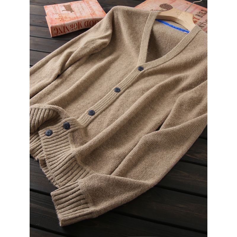 Italian Order! Ultra-Fine Fleece + Alpaca Wool! High End Men's Autumn and Winter V-neck Knit Cardigan Sweater Outerwear