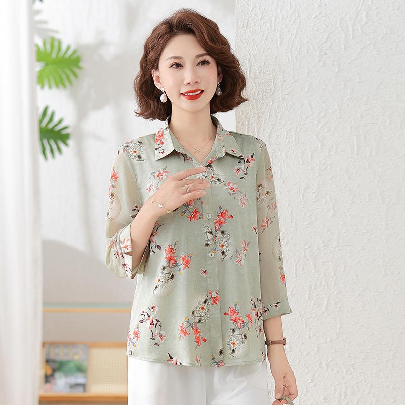 

Grandma s Summer Short-Sleeve T-Shirt - Round Neck, Lightweight for Women 60+ 2XL (105-120 jin) рожевий