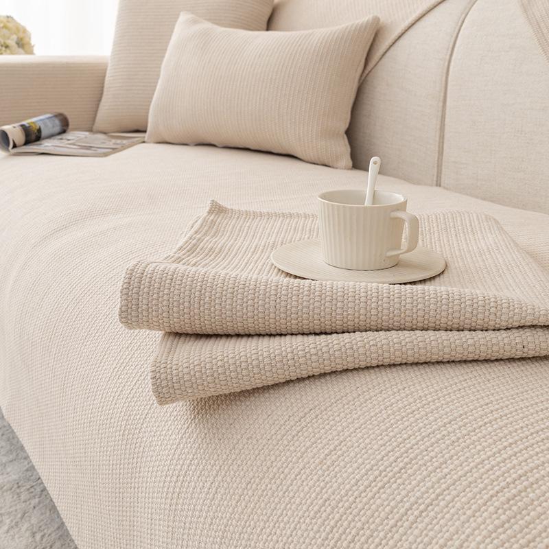 Cotton Sofa Cushion Four Seasons Universal Non-Slip Coarse Cloth Cushion Solid Color Fabric Craft Simple Sofa Cover Cover Cloth