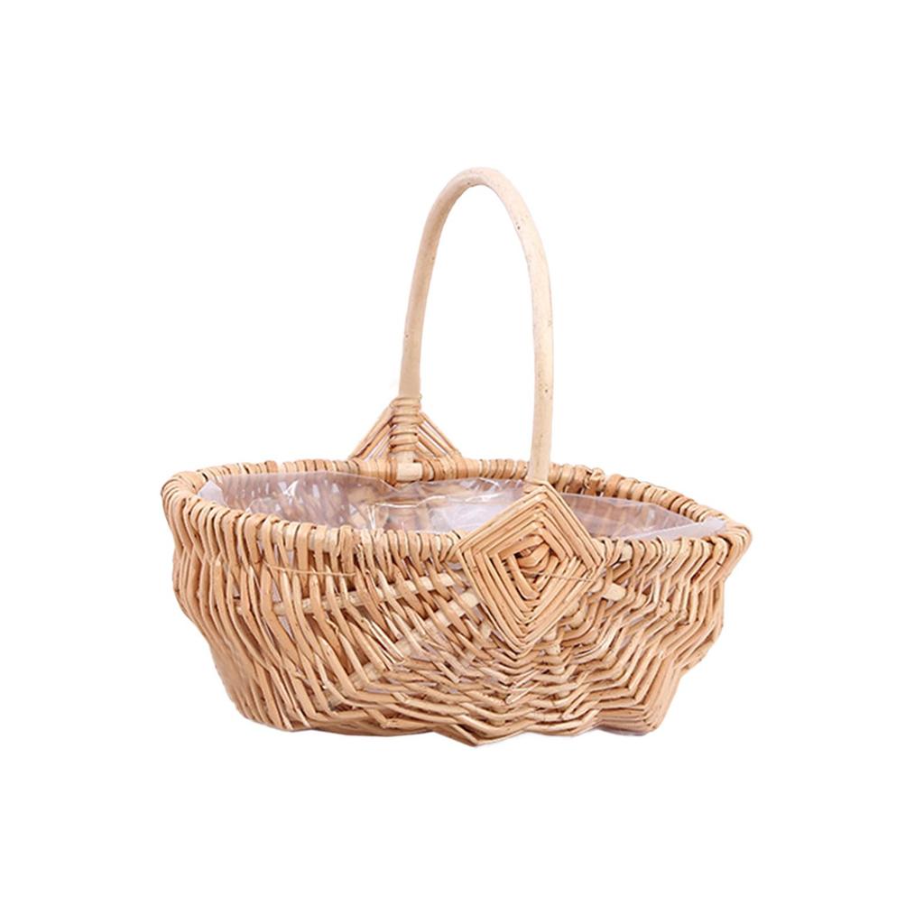 Storage Basket Wedding Flower Basket Rustic Empty Portable Flower Girl Basket for Camping Party Holiday