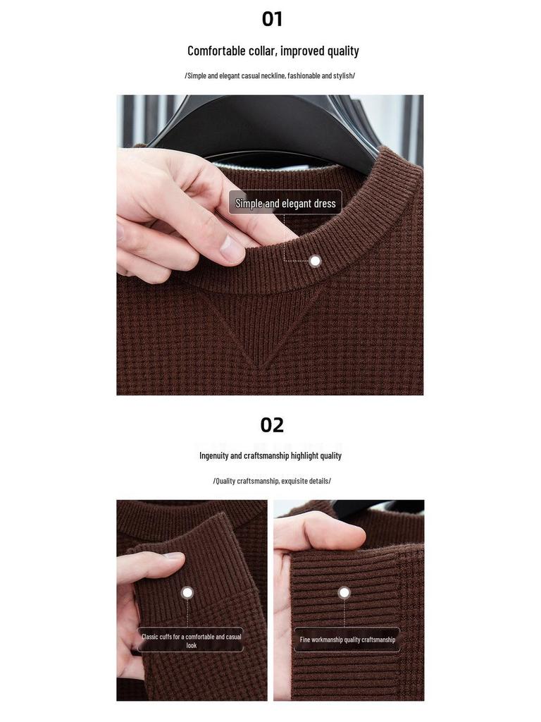 Men's Trendy Knitted Sweater: Fashionable, Loose, Casual, Versatile Round Neck Pullover for Autumn and Winter