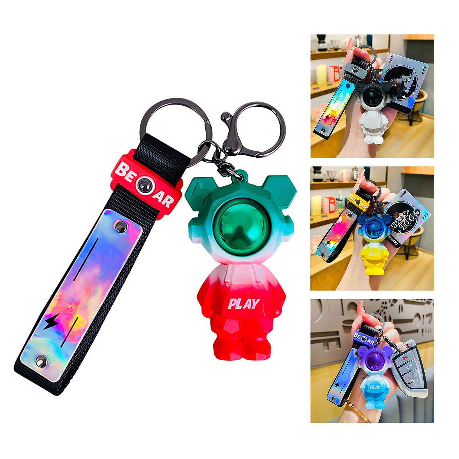 

Подвеска для ключей Прохладная форма медведя Градиентный цвет Стильный Нежный кулон из ПВХ животного