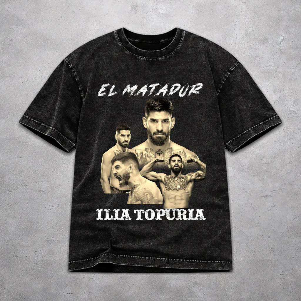 Stylish Women Men 2026 El Matador Ilia Topuria Tee Shirt Oversize Washed  T Shirts Outfits