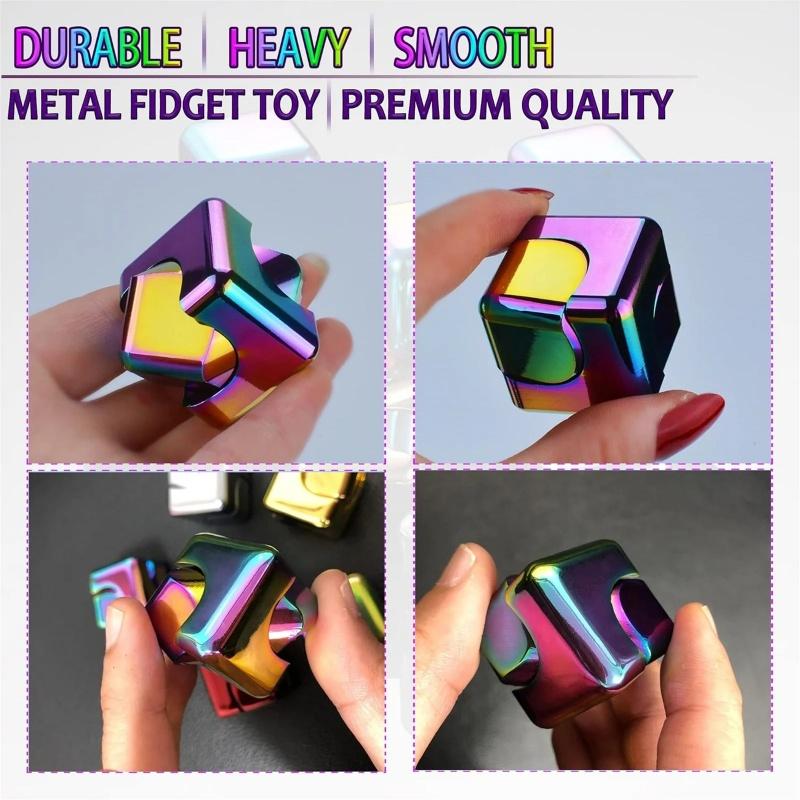 Metal Cube Rotating Fingertip Gyroscope Fidget Anti Stress Toys Cool Sensory Desk Gadget Office Stress Relief Gifts