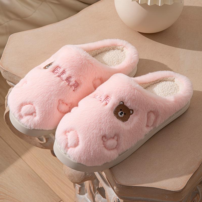 Autumn and Winter Velvet Thick-soled Cotton Slippers 2025 New Non-slip Home Warm Indoor Fluffy Slippers