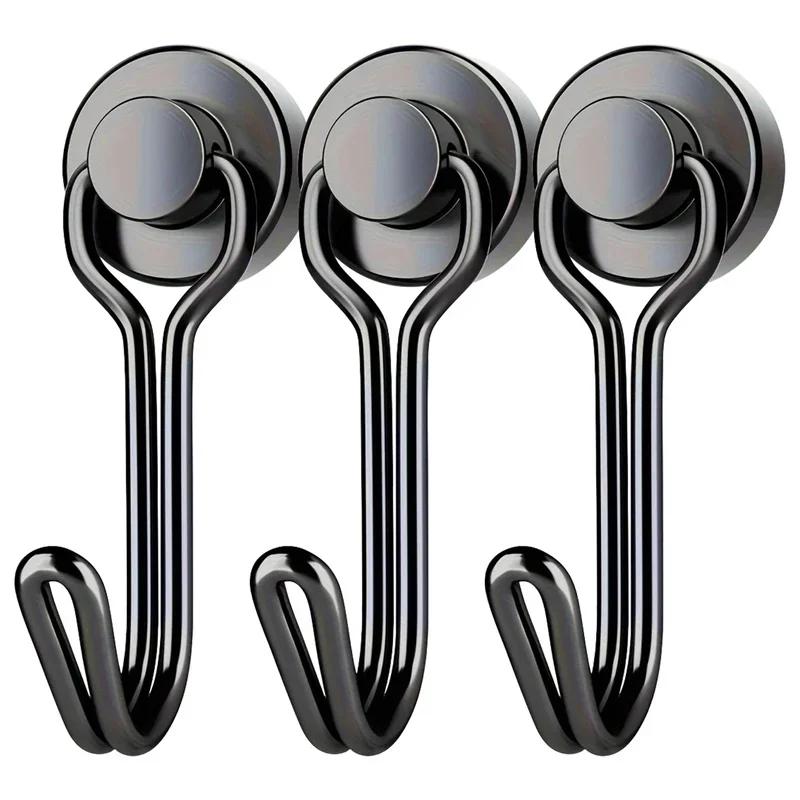 Swivel Heavy Duty Magnetic Hooks Black Silver Strong Magnetic Hooks for Hanging Cruise Cabins Refrigerator Kitchen Locker