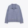 European and American style, new women's clothing, fashionable and versatile cross-border cashmere blended POLO shirt-type knitted sweater