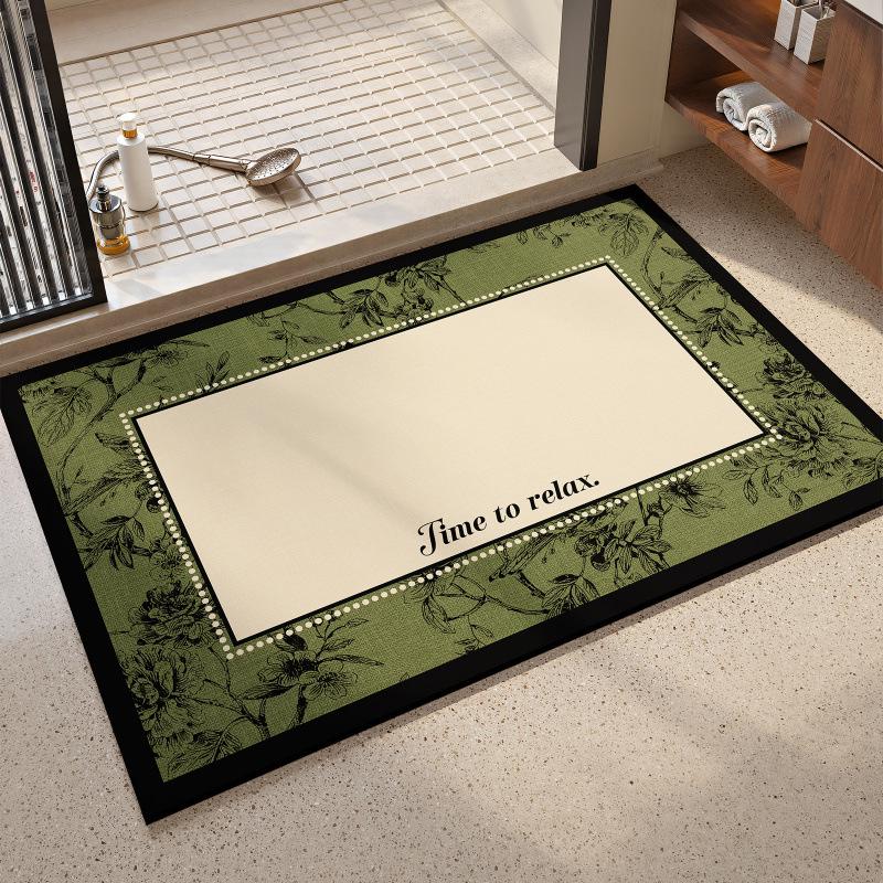 Diatom Mud Quick-Dry Non-Slip Bathroom Mat: French Style, Water Absorbing, Dirt Resistant, Easy Clean.