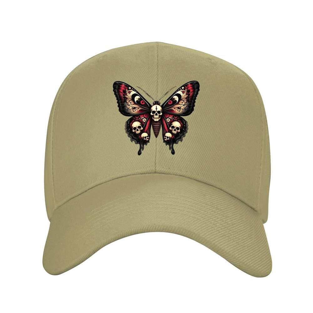 Skull Butterfly Design Baseball Cap Mysterious Dark Print Adjustable Unisex Outdoor Hat