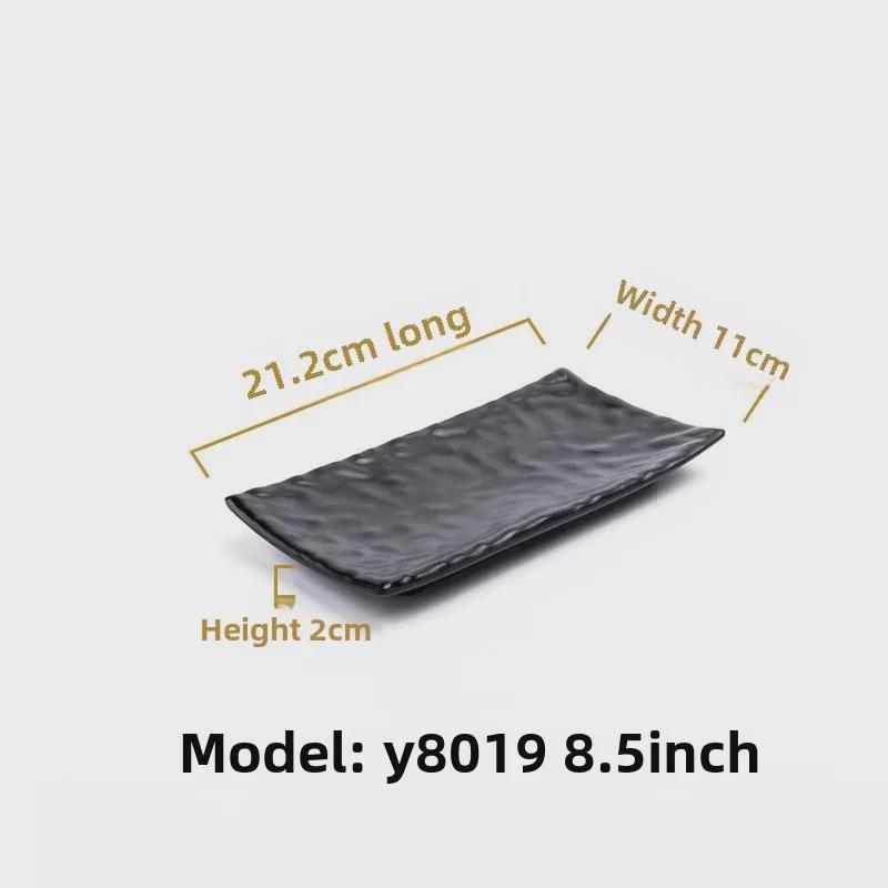 Melamine Black Tableware: Imitation Porcelain Plate for Cold Dishes, BBQ, Hot Pot, and Commercial Use.