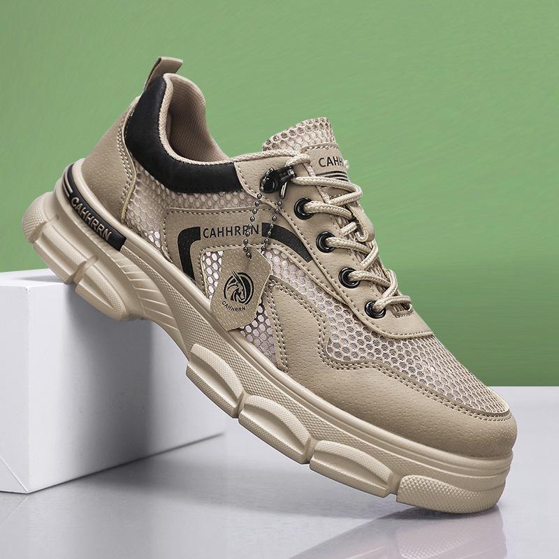 Pantofi casual cu plasă mare decupată pentru bărbați, pantofi Martin de lucru cu vârf jos pentru bărbați, pantofi sport la modă respirabili cu plasă pentru vară