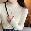 Ladies Autumn Winter Long Sleeve High Collar Slim Fit Basic Solid Color Pullover Knitted T Shirt Top for Layering